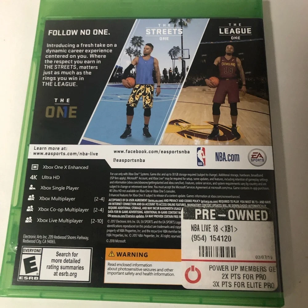 NBA‎ Live 18 Microsoft Xbox One Basketball Game